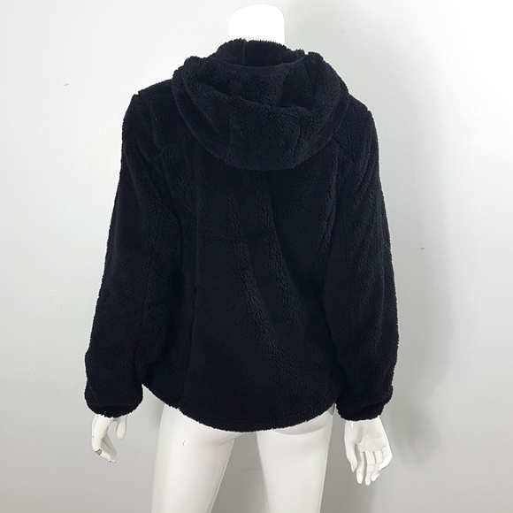 Reebok Black Zip Fleece Jacket w/Hoodie & Pockets - Picture 2 of 3